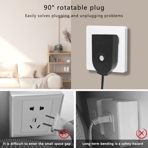 Black Rotatable Power Plug Replacement 4 Pack - Male Extension Cord