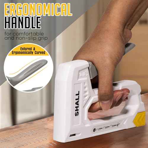 SHALL Light Duty Staple Gun for Wood - White Upholstery Staple Gun with 1600pcs JT21 Staples 1/4, 5/16, 3/8 inch and Staple Remover - Fabric Stapler Gun for Crafts, DIY, Decoration