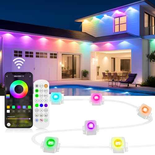 Permanent Outdoor Lights, 200ft Smart RGB+IC LED Lights Outside with 16 Million DIY Colors, IP67 Waterproof Eternity Eaves Lighting for Christmas Halloween Holiday Daily Decorations