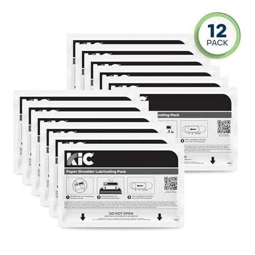 KICTeam - Paper Shredder Lubricating Packs, Synthetic Lubricating Formula Sheets (12 Pack) for Strip-Cut, Cross-Cut & Micro-Cut Paper Shredder Machines - Made in USA