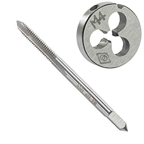 M4 x 0.7 Metric Tap and Die Set, M4 X 0.7mm HSS Machine Thread Tap and M4 X 0.7mm Alloy Tool Steel Round Thread Die Right Hand