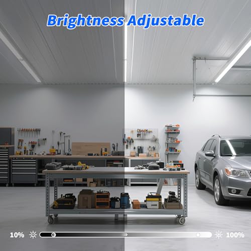 JESLED 4FT Dimmable LED Shop Lights with Remote Control - 40W 5400LM, 4 Pack