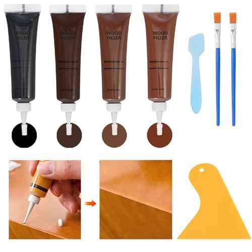 Dark Walnut Wood Filler Kit,4 Color Woods Repair Kit,Scratch Cover for Dark Woods, Repair Cracks, Stains,Hole for Laminate Floor Door Table Cabinet, Restore a Finish for Wood Black,Walnut