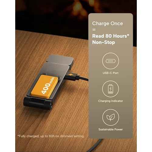 86lux Book Light, Rechargeable Clip-On LED Reading Light for Bed & Night Use - 3 Color Temperatures with Stepless Dimming, Ultralight Bookmark Design for Kids, Book Lovers, Grey