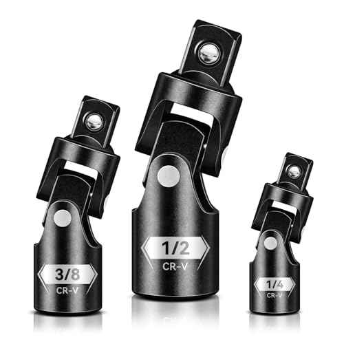 BLACKROBOT Universal Joint Set 3PCS, 1/2" 3/8" 1/4" Drive Socket Adapter Set, Premium CR-V Steel Swivel Socket Set, Access Fasteners at Any Angle