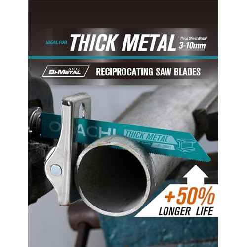 ODACHI Reciprocating Saw Blade Bi-Metal Cobalt Sabre Saw Blades for Heavy Metal Cutting 6-Inch 14TPI 5-Pack