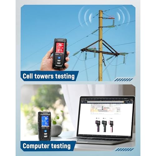 ERICKHILL EMF Meter, Detects Electric and Magnetic Fields, Handheld Digital EMF Detector with LCD Display, Sound-Light Alarm, Rechargeable Battery for Home, Office, and Appliances (Blue)