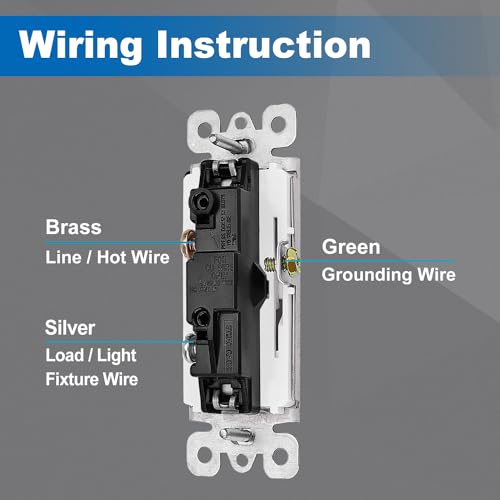 BESTTEN 10 Pack Single Pole Decorator Light Switch with Wallplate - White, 15A 120/277V, Rocker Paddle, On/Off UL Certified