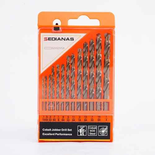 Cobalt Drill Bit Set - 13Pcs M35 HSS Twist Drill Bits Kit 1/16"-1/4" for Hardened Metal, Stainless Steel, Cast Iron, Wood and Plastic