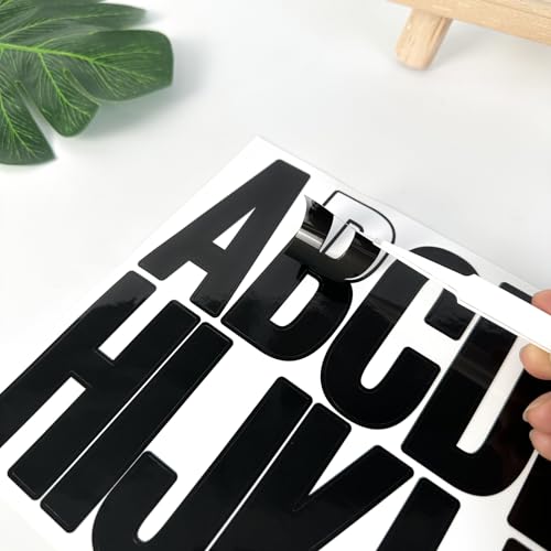 Ynhay Waterproof Vinyl Alphabet & Number Stickers - Black, 3 Inch, 480 Pcs
