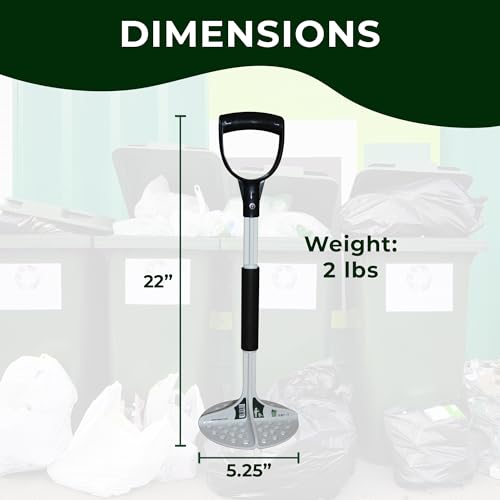 TAMP-IT Pro Manual Trash Compactor Tool 22 x 5.25 Inches with Extension – Heavy Duty Waste Smasher for Kitchen and Outdoor Use
