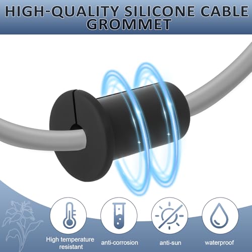 Ketofa 2-Pack 3/4 Inch Waterproof Silicone Starlink Cable Grommets - Black