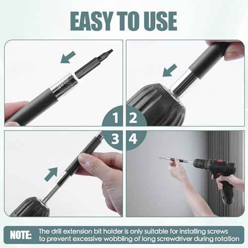 Drill Bit Holder 3.1/4.7/5.5¡¯¡¯, Drill Bit Extension 4 Pcs, Magnetic Bit Holder 1/4¡¯¡¯ Hex, Drill Extension Bit Holder Carbon Steel with Telescopic Sleeve for Screwdriver Bit Nut Socket by XIOGZAXI