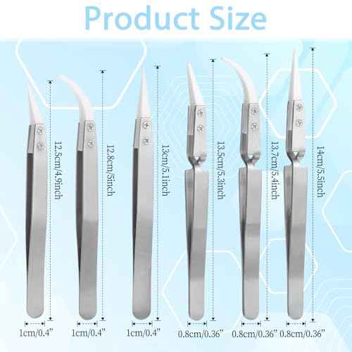 6 Pcs Precision Ceramic Reverse Solder Tweezers Non-Conductive Heat Resistant Tweezer for Crafting Anti-Magnetic Pointed and Curved Tip Tweezer for Soldering Jewelry Pinching Coils While Firing Silver