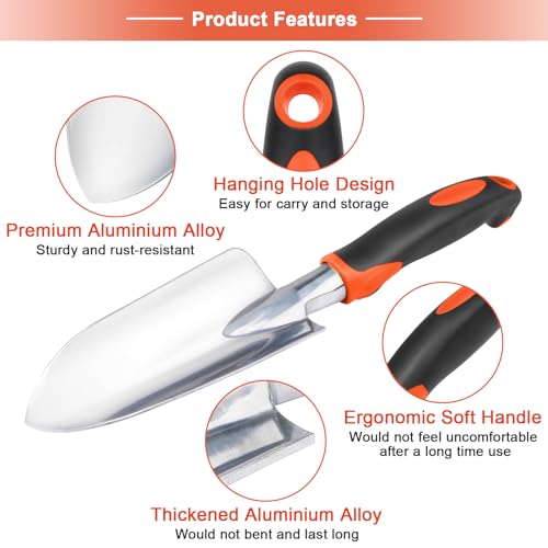 Garden Shovel Trowel Garden Tool Set, 2 Pack Heavy Duty Gardening Tools Set Include Wide Garden Trowel, Hand Shovel with Measurement Mark, Small Shovels for Gardening Digging Planting Transplanting