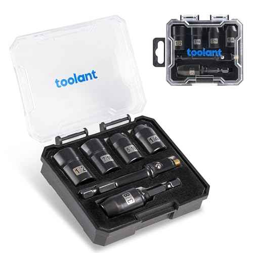 toolant HVAC Tools Nut Driver Set, Impact Magnetic SAE Interchange Nut Driver, 1/4'' 5/16'' 3/8'' 7/16'' 1/2'' for Automotive Repair, Electrical Work