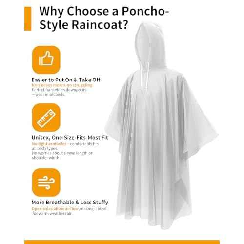 Hitituto Rain Ponchos for Adults - Extra Long Emergency Poncho with Hood, 6/12/24 Family Pack Raincoat, Home Survival Kits