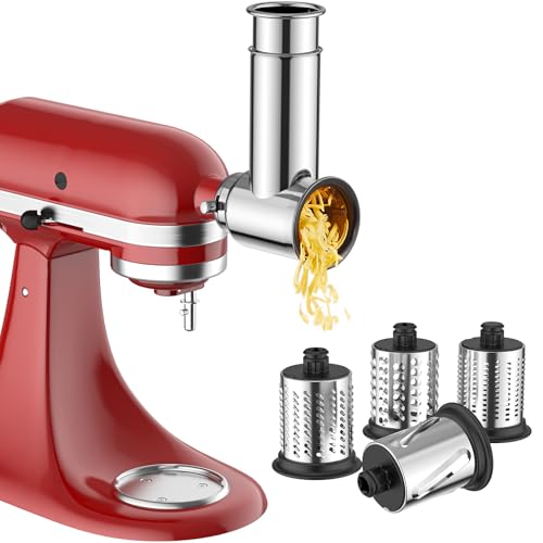 InnoMoon Stainless Steel Slicer Shredder Attachment for KitchenAid Stand Mixers – Silver
