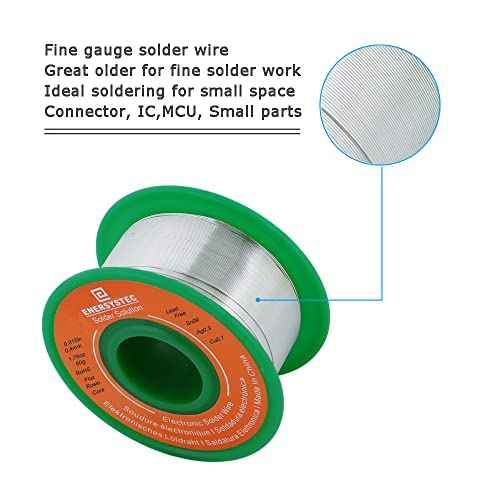 0.4mm Solder Wire Extra Thin Gauge 0.015 inch Diameter Rosin Flux Core Lead-Free 1.76oz 50g Sn99 Ag0.3 Cu0.7 Electronics Soldering Fine Electrical Solder Flow Small Solder Tiny Electric Soldering