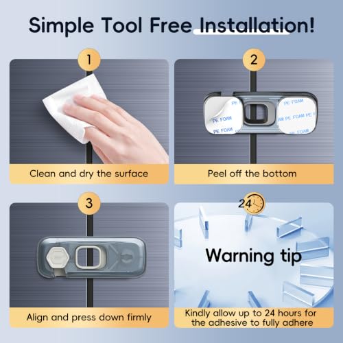 Blissleaf 2 Pack Clear-Blue Child Safety Refrigerator & Freezer Door Locks