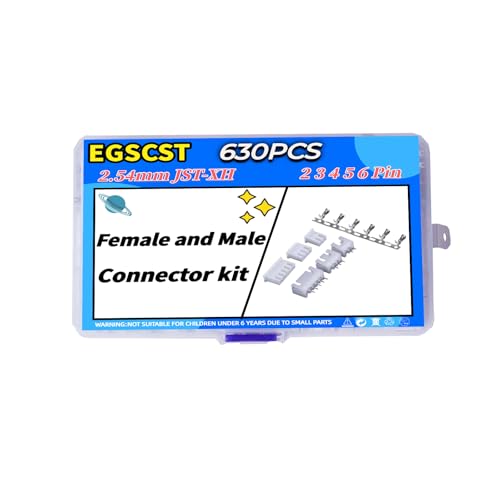 EGSCST 630PCS JST XH Connector Kit 2.54mm Pitch Female & Male Terminals with Variants