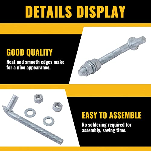 VIVIDA 8-Inch Heavy Duty J-Bolt Gate Hinges Pack of 4 - Galvanized Fence Hardware