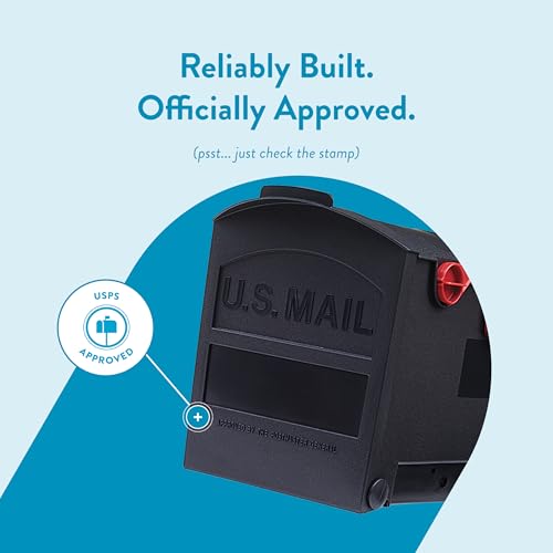 Architectural Mailboxes Patriot Plastic Post Mount Mailbox, Compatibility Code E, GMB505BAM, Black, Medium Capacity