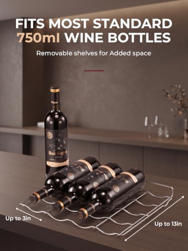 FOHERE Black 8-Bottle Wine Cooler Refrigerator, Small Freestanding Wine Fridge