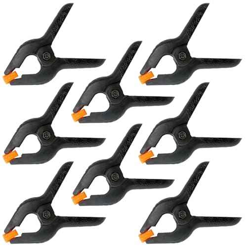 8 Pack 6 Inch Plastic Spring Clamps, Big Clips Heavy Duty, Large Spring Clamps for Woodworking, Backdrop Stand, Crafts, Photography, Banner, Balloon Arch Garland Clips, Strong Clamp with Soft Tips