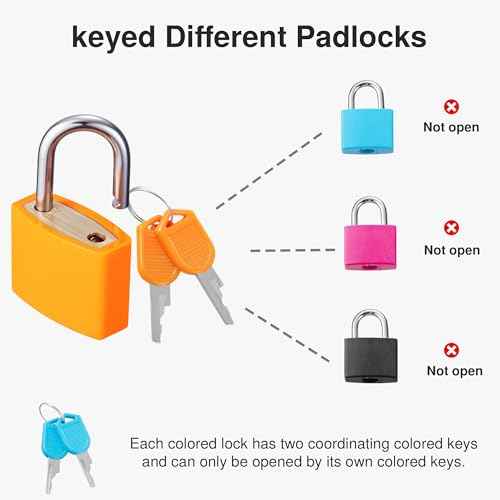 Puroma 4 Pack Mini Suitcase Padlock with Keys, 22mm 4 Color Locker Locks Luggage Key Lock for School Gym Locker, Laptop Bags, Backpacks, Diary Book