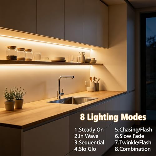echosari Warm White 9.8Ft Battery LED Strip Lights with Remote, Dimmable, Waterproof