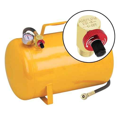 Portable Air Tank Manifold with Fill Port, Aluminum Valve and Relief Bypass, 1/2" MNPT for Air Tank x 1/4" FNPT for Hose x 1/8" FNPT for Gauge