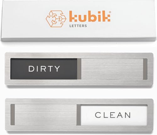Kubik Letters Clean Dirty Dishwasher Magnet - Stainless Steel Sign (DIRTY/CLEAN)