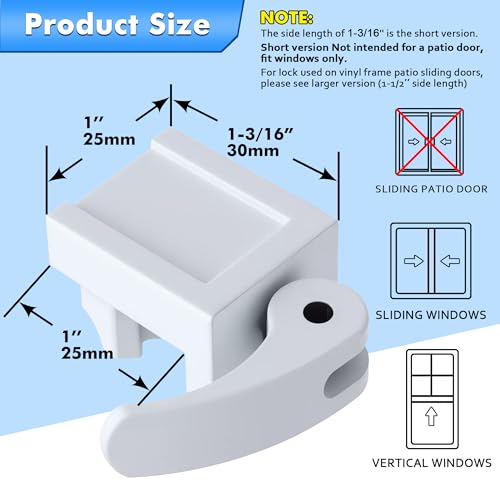 Enhon 5 Pack Short 1-3/16 Inch Diecast Sliding Window Locks - Secure Ventilation