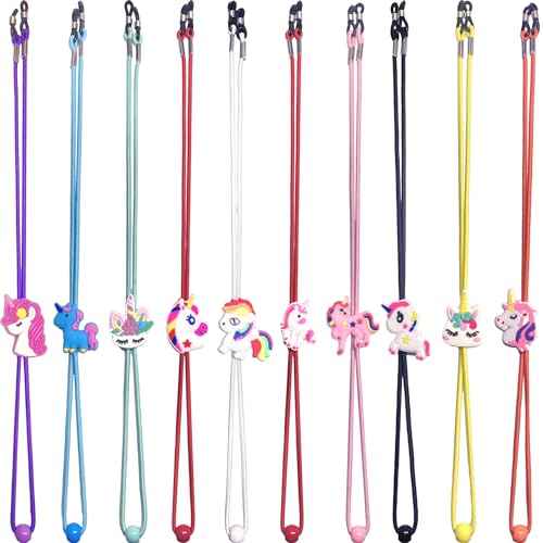 10 PCS kids glasses strap adjustable Anti-Skid lanyards cord for girls prescription glasses sunglass with cute cartoon buckle unicorn theme