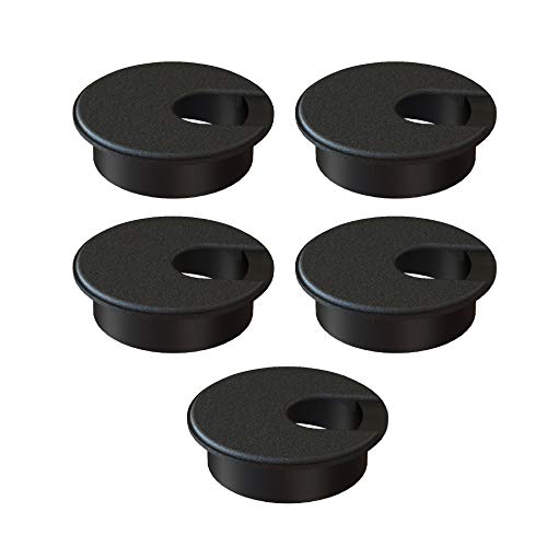 MAHDPRO 2 Inch Black Cable Grommet Pack of 5 - Desk Wire Hole Covers for Office & Computer Tables