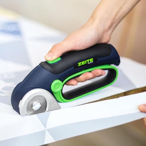 Zeite Blue Cordless Electric Scissors with 2 Blades, USB Charging, Safe & Lightweight