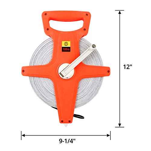 QWORK Tape Measure, 1/2" x 330' Open Reel Dual Sided Fiberglass Tape Measure for Engineer, Yard and Field, Measuring Tape