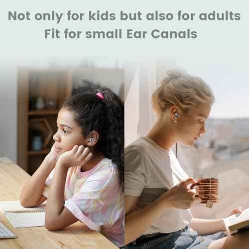 Kids Ear Plugs(6+yrs)-2 Pairs of Reusable Noise Reduction Earplugs for Small Canal With 6 Tips,Soft Silicone Earplugs for Sleeping,Focus,Travel,Socializing,Concert&Hearing Protection 25dB-30dB