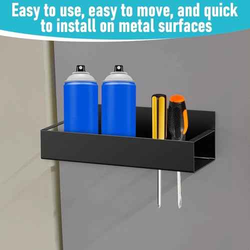 4 Pcs Magnetic Spray Can Holder, Magnet Toolbox Holder, Wall Mounted Spray Bottle Rack, Mechanic Paint Can Organizer, Tool Box Storage Rack for Garage Home Workspace (Black)