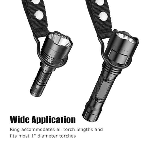 Flashlight Ring for Duty Belt, 2 Pack Nylon Dual Snap Clip Flashlight Holder UIInosoo for Duty Belt Keep D/C Cell Flashlight