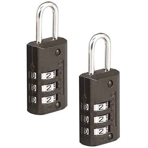 Master Lock Black Set Your Own Combination Luggage Lock, Custom Combo Suitcase Padlock for Travel Bags or Backpacks, 2 Pack, 646T