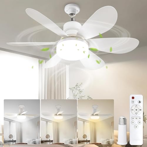 VTYXCTIGJ White 20.5-Inch LED Ceiling Fan Light with Remote, Dimmable E26 40W