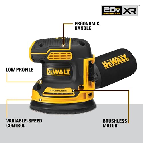 DEWALT 20V MAX Orbital Sander Tool Only - Brushless, Variable Speed, 5 Inch