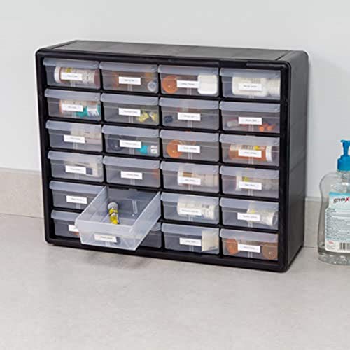Akro-Mils 10124 24-Drawer Plastic Storage Cabinet, 20 x 16 x 6.5 in, Black (Includes 32-Drawer Option)