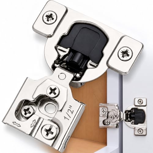 Decobasics 50 Pack 1/2 Inch Soft Close Cabinet Hinges - Concealed Self-Closing Stainless Steel, Adjustable for Face Frame Kitchen Cabinets