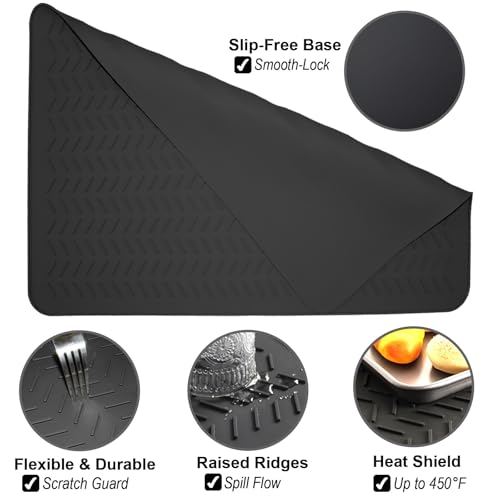 GUDEYIHE 30 x 21 Inch Thickened Silicone Stove Top Cover for Glass Electric Stovetops – XL Protection Mat, Black
