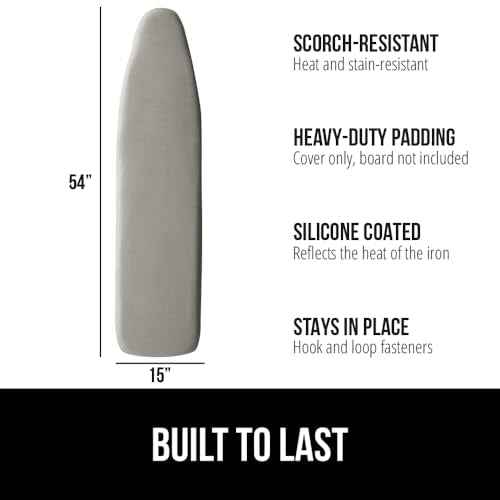 GORILLA GRIP The Original Ironing Board Cover and Pad, Silicone Coating, Thick Scorch Resistant Padding, Heavy Duty Iron Covers Standard Boards, Hook and Loop Fastener Strap, Silver, 15x54