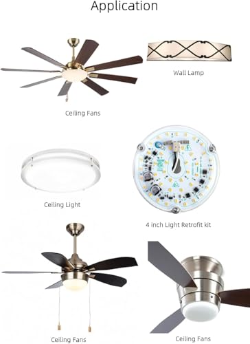 Ledytech 4 Inch White LED Retrofit Light Kit for Ceiling Fans 18W 6000K 2200LM Dimmable ETL