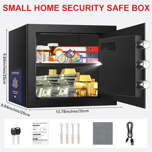 Aprxuvot 1.3 Cuft Fireproof Safe Box for Home Security, Water & Fire Resistant with Digital Lock & Alarm System